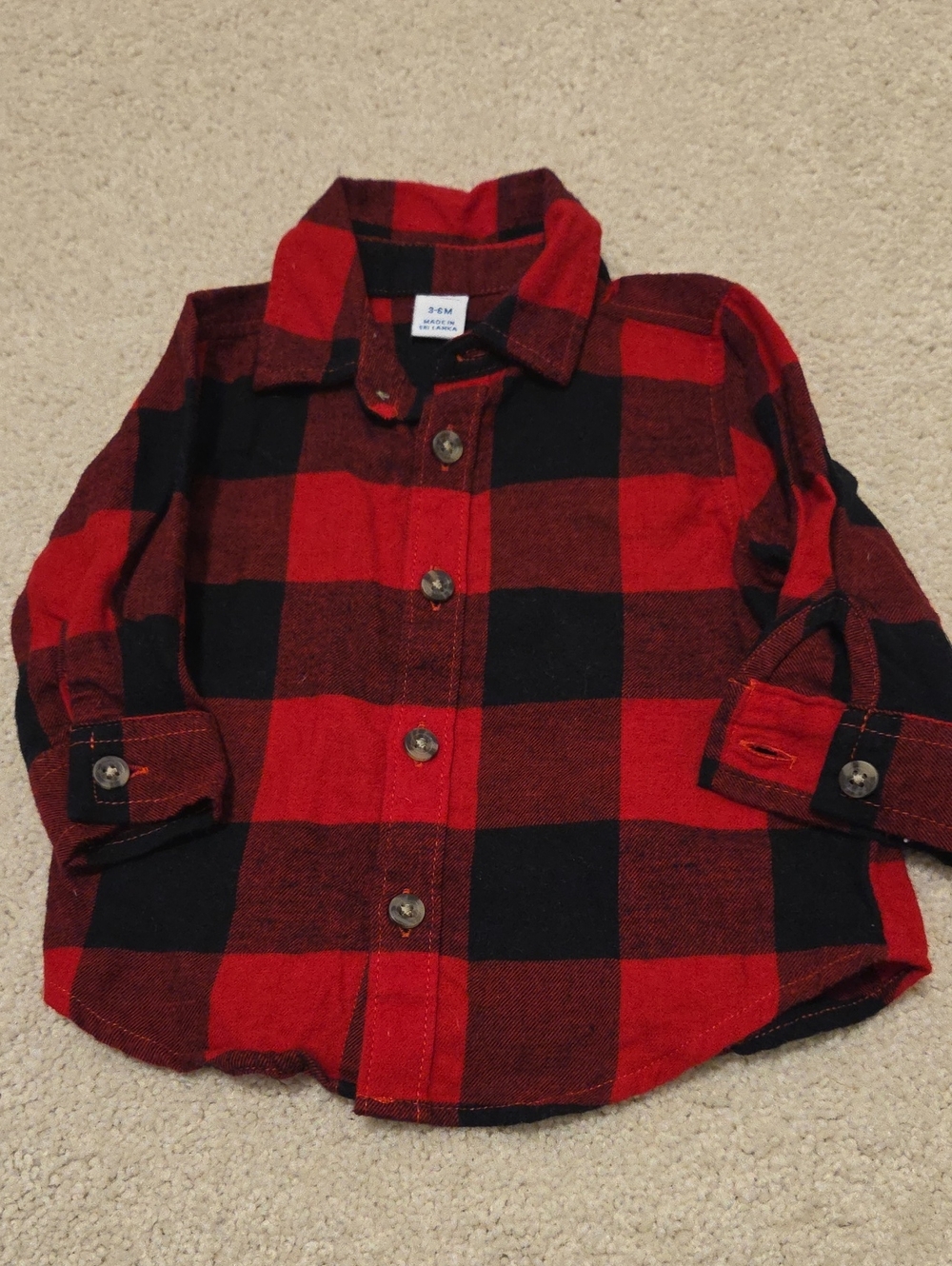 Red And Black Baby Flannel Shirt 3-6 Months